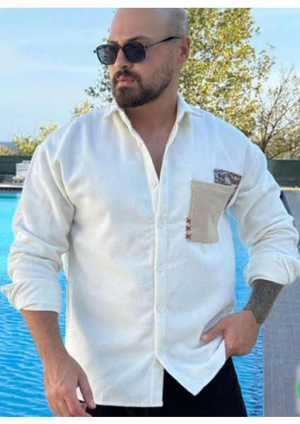 Erkek Bohem Etnik Cep Detaylı Gömlek