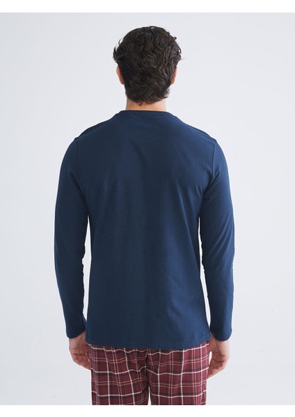 Yeni Sezon Bisiklet Yaka Uzun Kollu Erkek Pijama Üst fırsatları