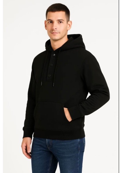 Erkek Ovarsize Kapüşonlu Swetshirt Kanguru Çepli Cıtcıtlı 3 Iplik Şardonlu Hoodie modelleri