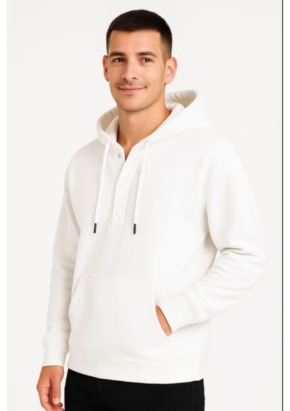 Erkek Ovarsize Kapüşonlu Swetshirt Kanguru Çepli Cıtcıtlı 3 Iplik Şardonlu Hoodie fırsatları