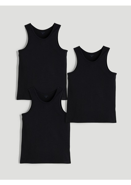 Yeni Sezon Bisiklet Yaka Pamuklu Erkek Atlet 3'lü Paket