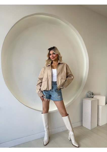 Bej Şerit Detaylı Bomber Ceket fırsatları