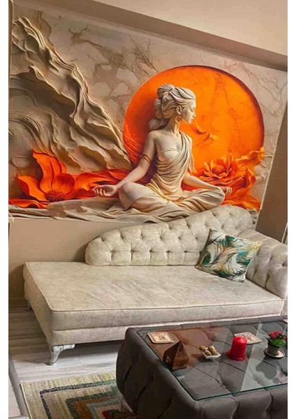 Kaliteli Kumaş, 3D Meditasyon Duvar Halısı Duvar Örtüsü Wall Tapestry