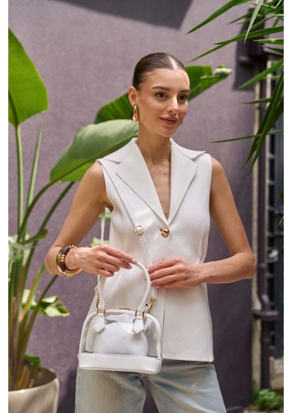 Beyaz Kadın Şeffaf Mini El ve Omuz Çantası indirimleri