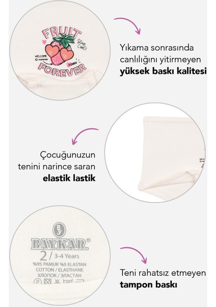 Kız Çocuk Pamuklu Renkli Baskılı Likralı Boxer 3'lü Paket 5322 Renkli fiyatları