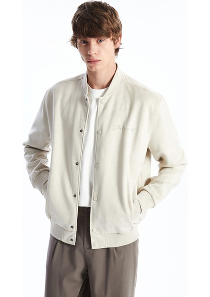 Yeni Sezon Standart Kalıp Kolej Yaka Erkek Bomber Ceket