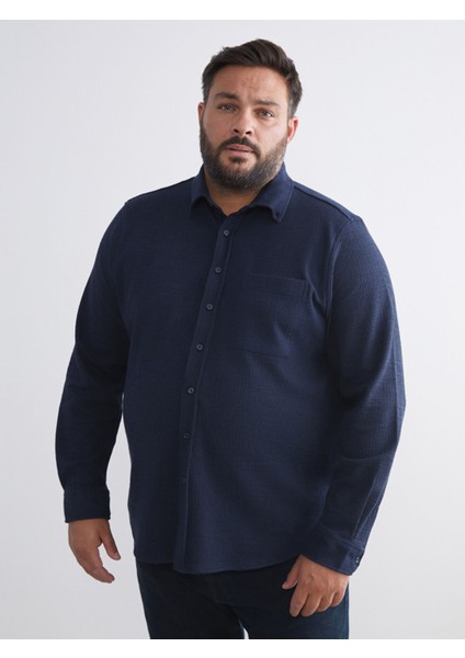 Yeni Sezon Büyük Beden Dokulu Erkek Gömlek