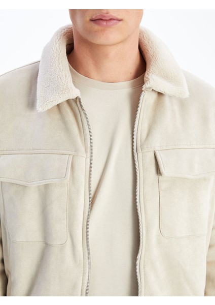 Yeni Sezon Slim Fit Gömlek Yaka Süet Erkek Mont modelleri
