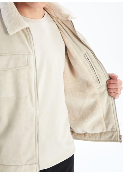Yeni Sezon Slim Fit Gömlek Yaka Süet Erkek Mont fırsatları