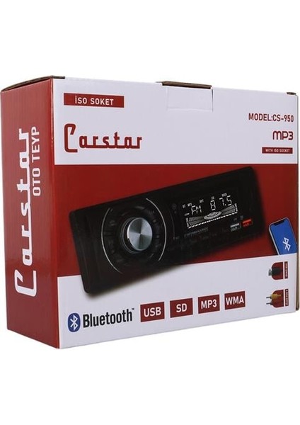Carstar CS-950 Çift Usb/sd/fm/aux/bluetooth Kumandalı Oto Teyp 4X60 Watt fırsatları