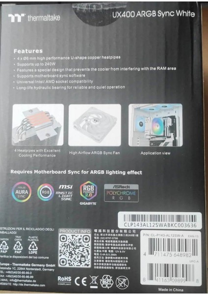 UX400 Argb 120MM Beyaz Kule Tipi Işlemci Soğutucu