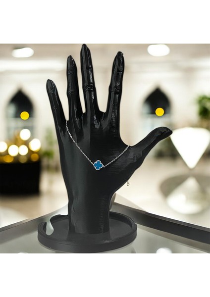 925 Ayar Gümüş Turkuaz Taşlı Tekli Şanslı Yonca Van Cleef Bileklik fiyatları