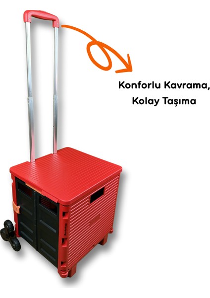 6 Tekerlekli, 55 Litre Kırmızı Katlanır Alışveriş Arabası fırsatları