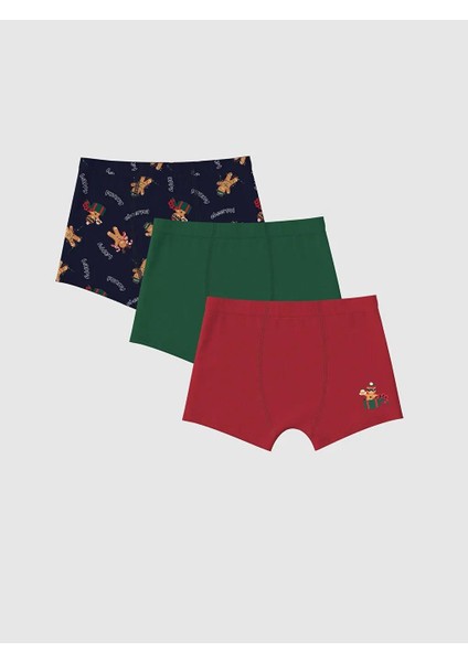 Yılbaşı Temalı Erkek Çocuk Boxer 3'lü (W5)