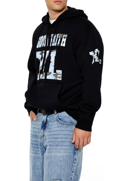 Baskılı Kapüşonlu Sweatshirt