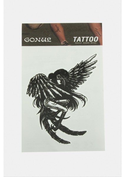Wizard Kanatlı Kadın Tattoo Dövme Sticker-Beyaz
