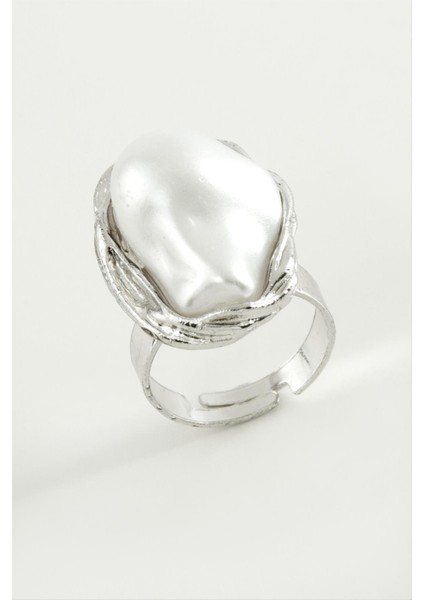 Ds-Derin Oval Inci Metal Yüzük-Sarı