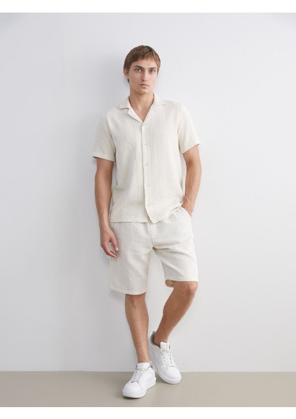 Yeni Sezon Standart Kalıp Keten Görünümlü Erkek Şort fiyatları