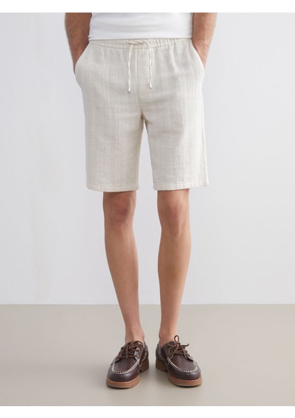 Yeni Sezon Standart Kalıp Keten Görünümlü Erkek Şort fırsatları