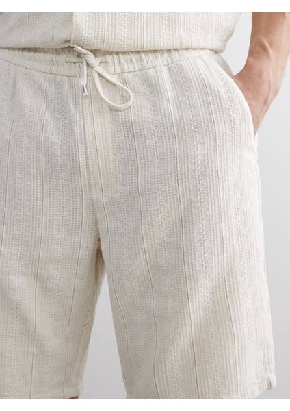 Yeni Sezon Standart Kalıp Keten Görünümlü Erkek Şort indirimleri