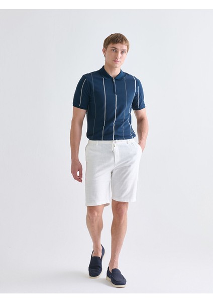 Yeni Sezon Standart Kalıp Keten Görünümlü Erkek Şort