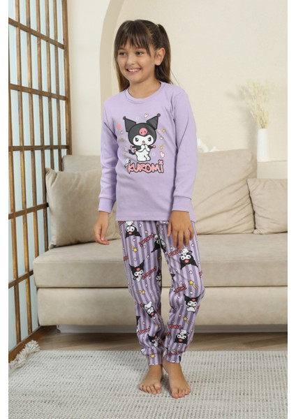Krm Baskılı Kız Çocuk Pijama takımı - Lila modelleri