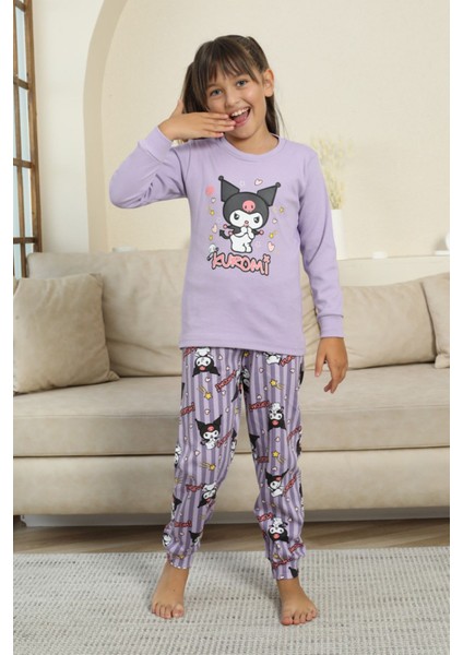 Krm Baskılı Kız Çocuk Pijama takımı - Lila fırsatları