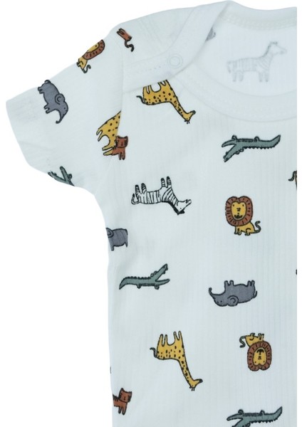 Erkek Bebek Zıbın Badi Yarım Kollu %100 Pamuk Kumaş Baskılı Çıtçıtlı Yeni Doğan fırsatları