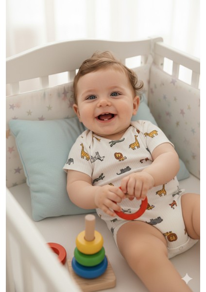 Erkek Bebek Zıbın Badi Yarım Kollu %100 Pamuk Kumaş Baskılı Çıtçıtlı Yeni Doğan indirimleri