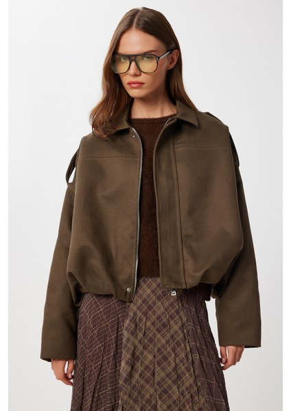 Süet Görünümlü Bomber Ceket LOH0014 Haki