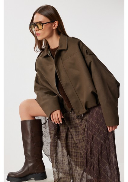 Süet Görünümlü Bomber Ceket LOH0014 Haki modelleri