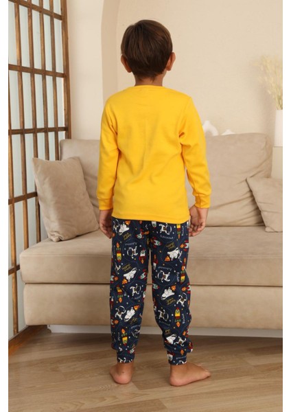 Space Baskılı Erkek Çocuk Pijama takımı - Sarı fiyatları