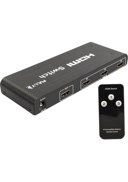 Fully G-538H 3 Giriş 1 Çıkış HDMI Switcher Toplayıcı Metal Kasa Adaptörlü