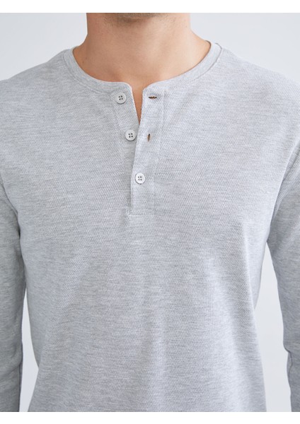 Yeni Sezon Bisiklet Yaka Uzun Kollu Erkek Pijama Üst modelleri