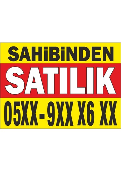 Sahibinden Satılık Afişi - Dayanıklı Pvc Malzeme - Dış Mekan Uyumlu - Satılık Ev Araba Dükkan Ilan Levhası