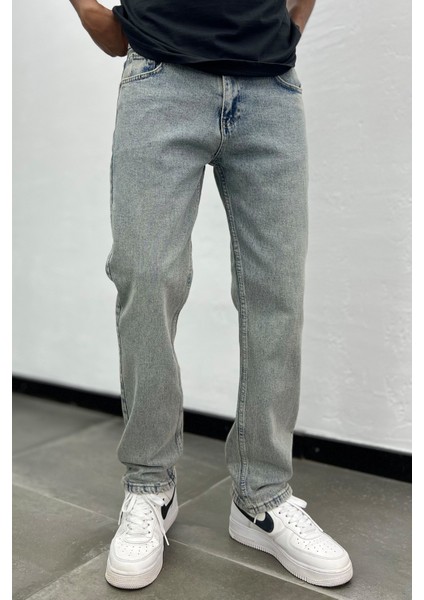 Erkek Açık Mavi Regular Kot Pantolon Likralı