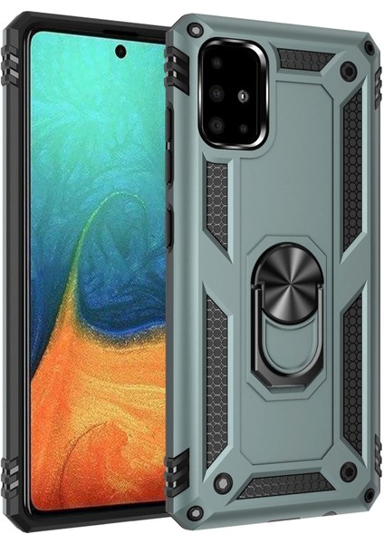 Bfs Samsung Galaxy A71 Kılıf Sofya Yüzüklü Silikon Kapak - Yeşil