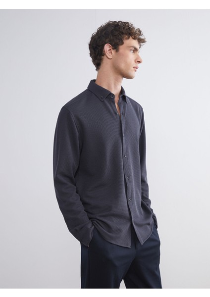 Yeni Sezon Slim Fit Uzun Kollu Erkek Dokulu Gömlek