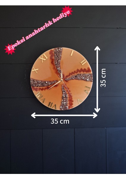 Duvar Saati - 35CM - Modern Dekoratif Duvar Saati - Epoksi Duvar Saati - El Yapımı Duvar Saati - Şık Duvar Saati