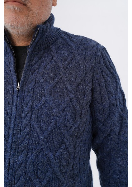 Büyük Beden Erkek Cepli Fermuarlı Yürütme Saç Örgülü Yün Hırka TRIST-2120 indirimleri