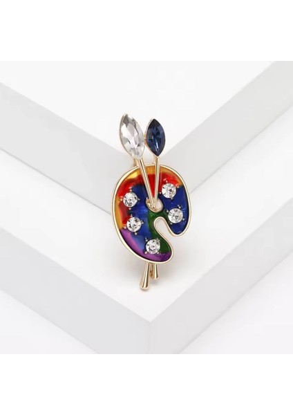 1904 Taş Detaylı Boya Paleti Broş / Yaka Iğnesi modelleri