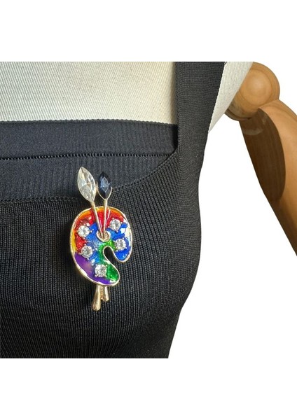 1904 Taş Detaylı Boya Paleti Broş / Yaka Iğnesi indirimleri