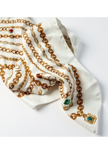 Saten Kumaş Modern Desenli Fular 47X47CM fırsatları