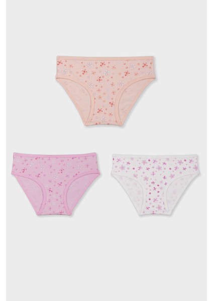 Kız Çocuk Pamuklu Renkli Baskılı Bikini Külot 3'lü Paket 5352 Renkli