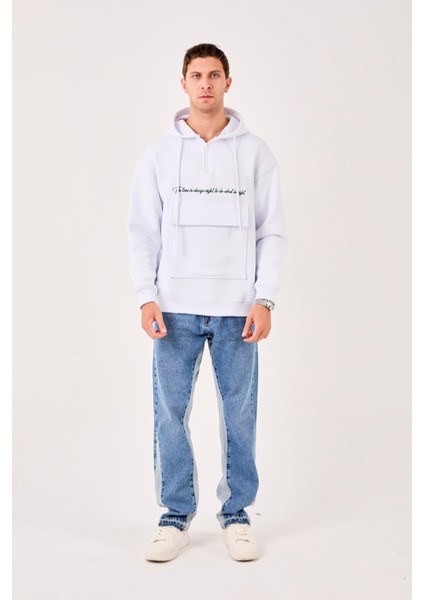 X-4005 Kapüşonlu Yarım Fermuarlı Sweat