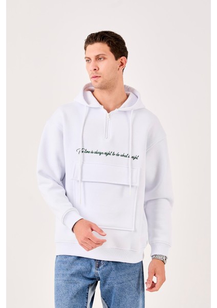 X-4005 Kapüşonlu Yarım Fermuarlı Sweat fiyatları