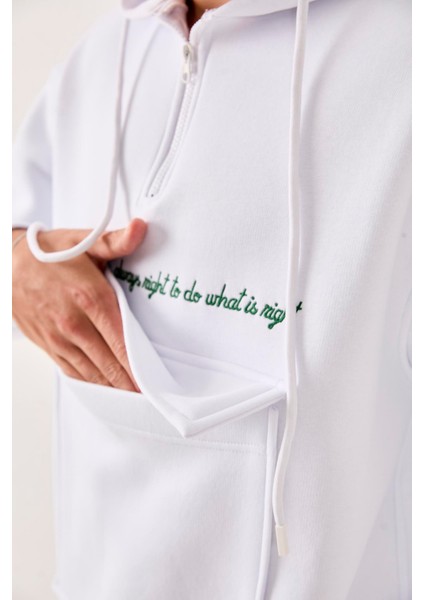 X-4005 Kapüşonlu Yarım Fermuarlı Sweat fırsatları