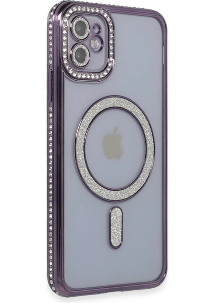 Bfs iPhone 11 Kılıf Joke Simli Magneticsafe Kılıf - Derin Mor