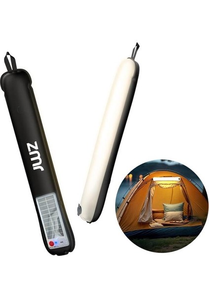 Zmr ZMR-385 Katlanır Şişirilebilir Beyaz Ledli Aydınlatma Tüpü USB ve Güneş Enerjisi Şarjlı Armatür
