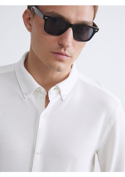 Yeni Sezon Slim Fit Uzun Kollu Erkek Dokulu Gömlek indirimleri